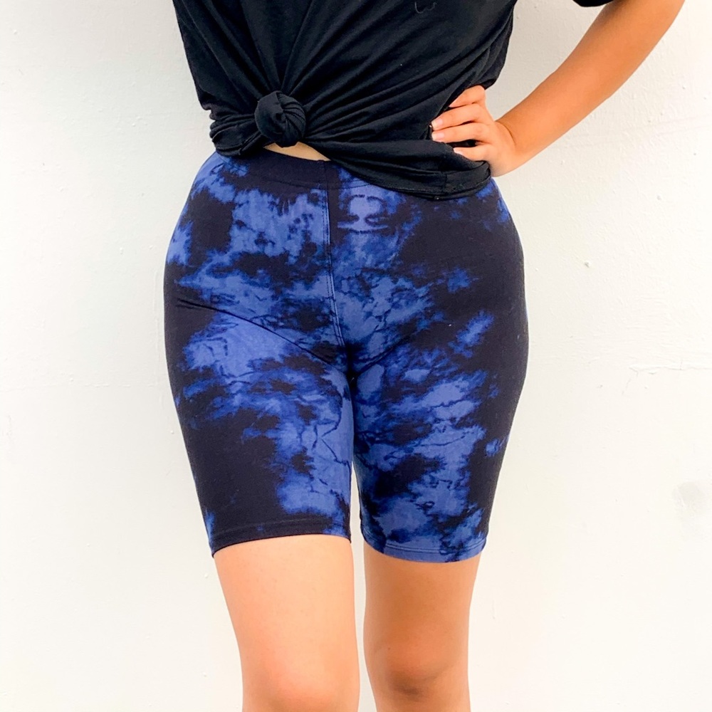 Boss blue tie dye biker shorts